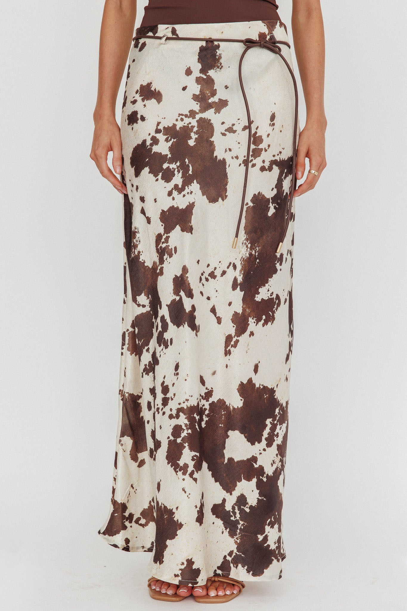 Takara String Tie Maxi Skirt Cow Print by Selfie Leslie Australia