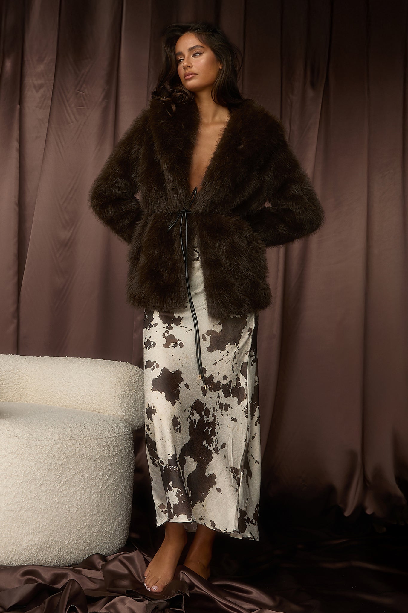 Takara String Tie Maxi Skirt Cow Print by Selfie Leslie Australia