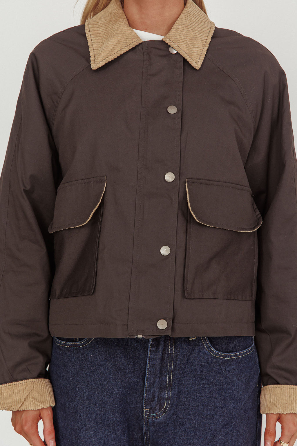Halona Snap Button Pocket Jacket Charcoal by Selfie Leslie Australia