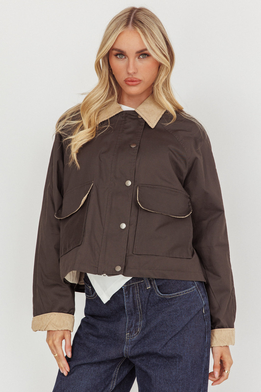 Halona Snap Button Pocket Jacket Charcoal by Selfie Leslie Australia