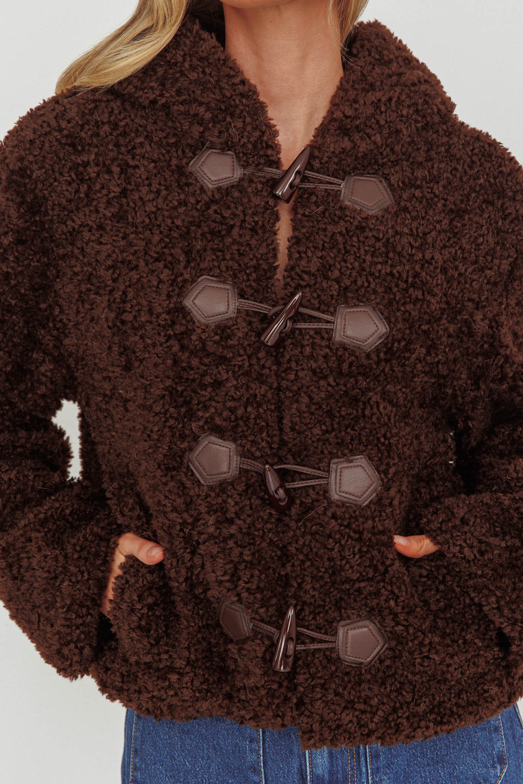 Elaris Hooded Toggle Jacket Brown by Selfie Leslie Australia