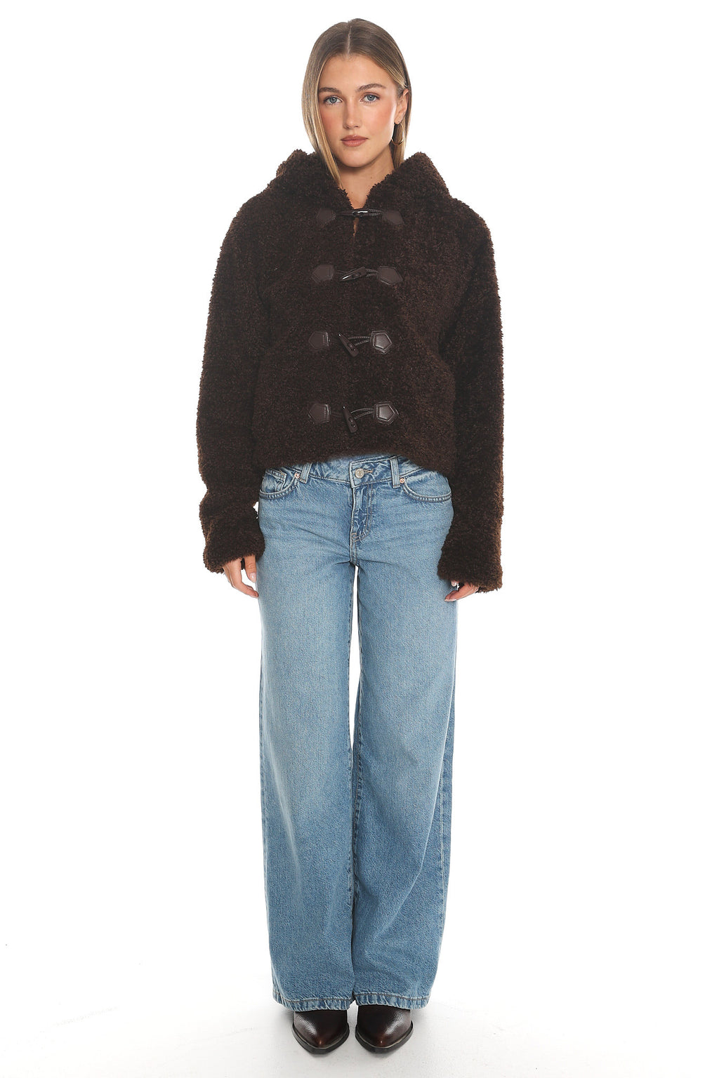Elaris Hooded Toggle Jacket Brown by Selfie Leslie Australia