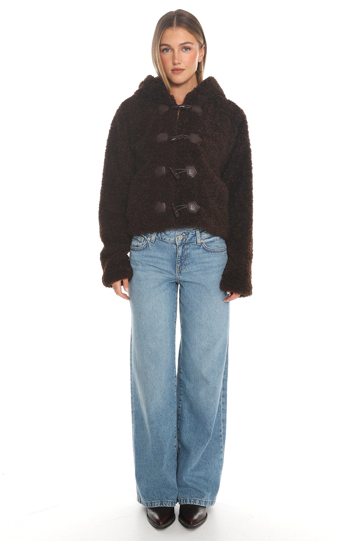 Elaris Hooded Toggle Jacket Brown by Selfie Leslie Australia