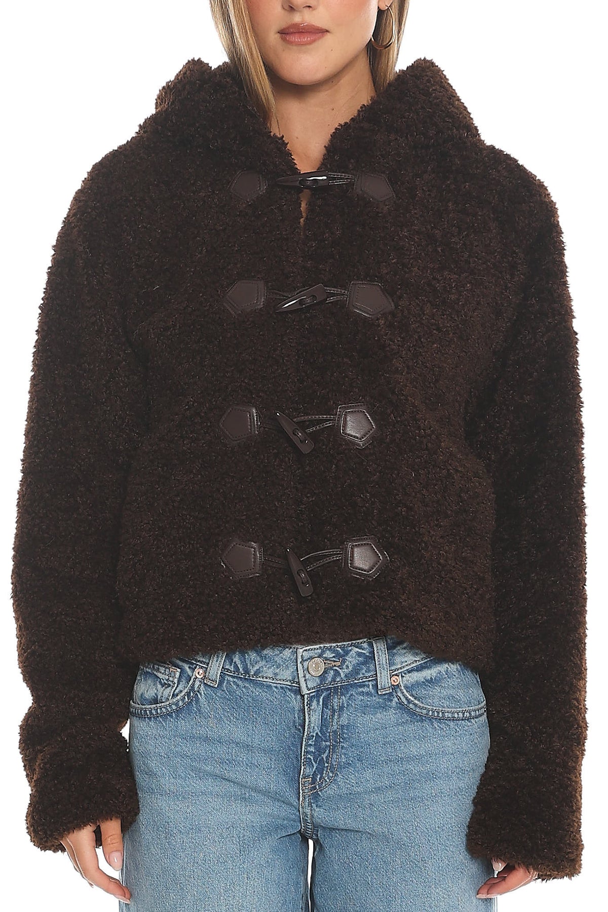 Elaris Hooded Toggle Jacket Brown by Selfie Leslie Australia