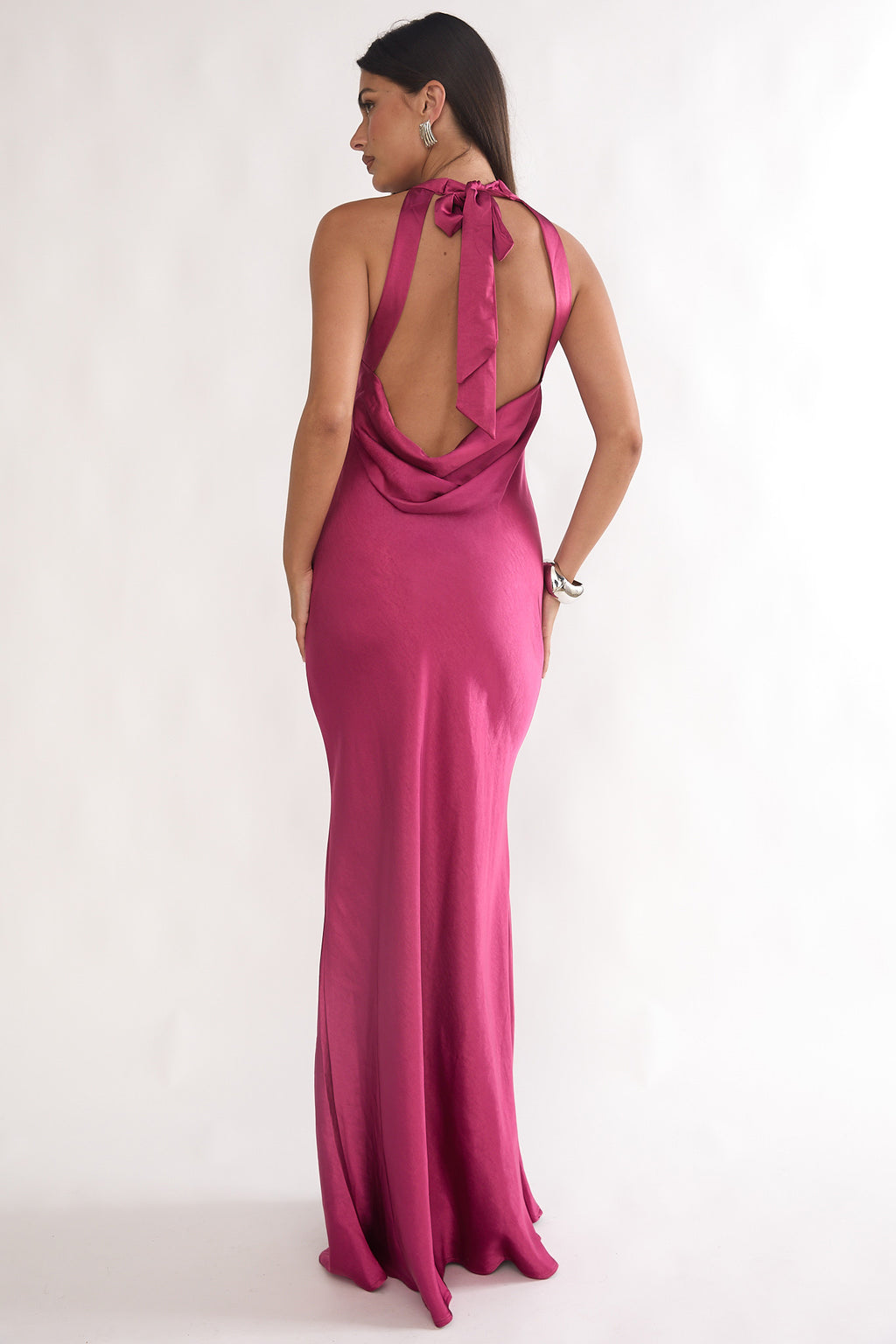 Saphirra Open Cowl Back Maxi Dress Berry by Selfie Leslie Australia