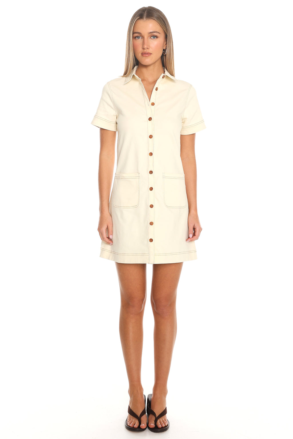 Soren Collared Shirt Dress Butter