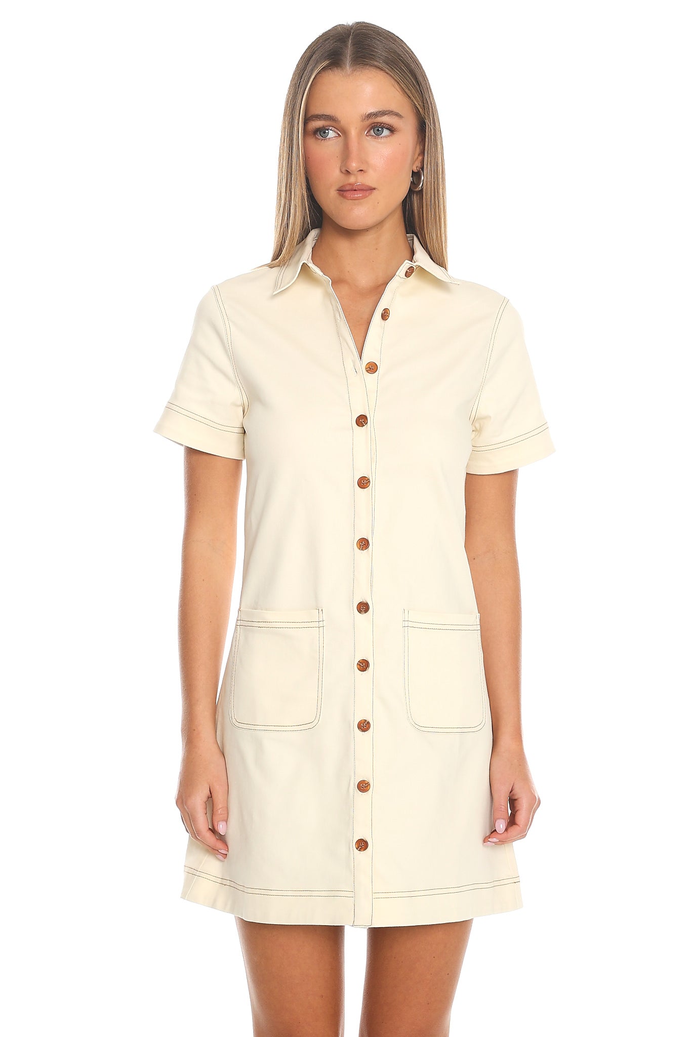Soren Collared Shirt Dress Butter
