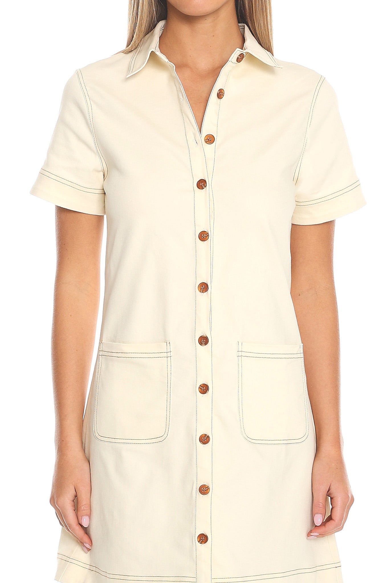 Soren Collared Shirt Dress Butter
