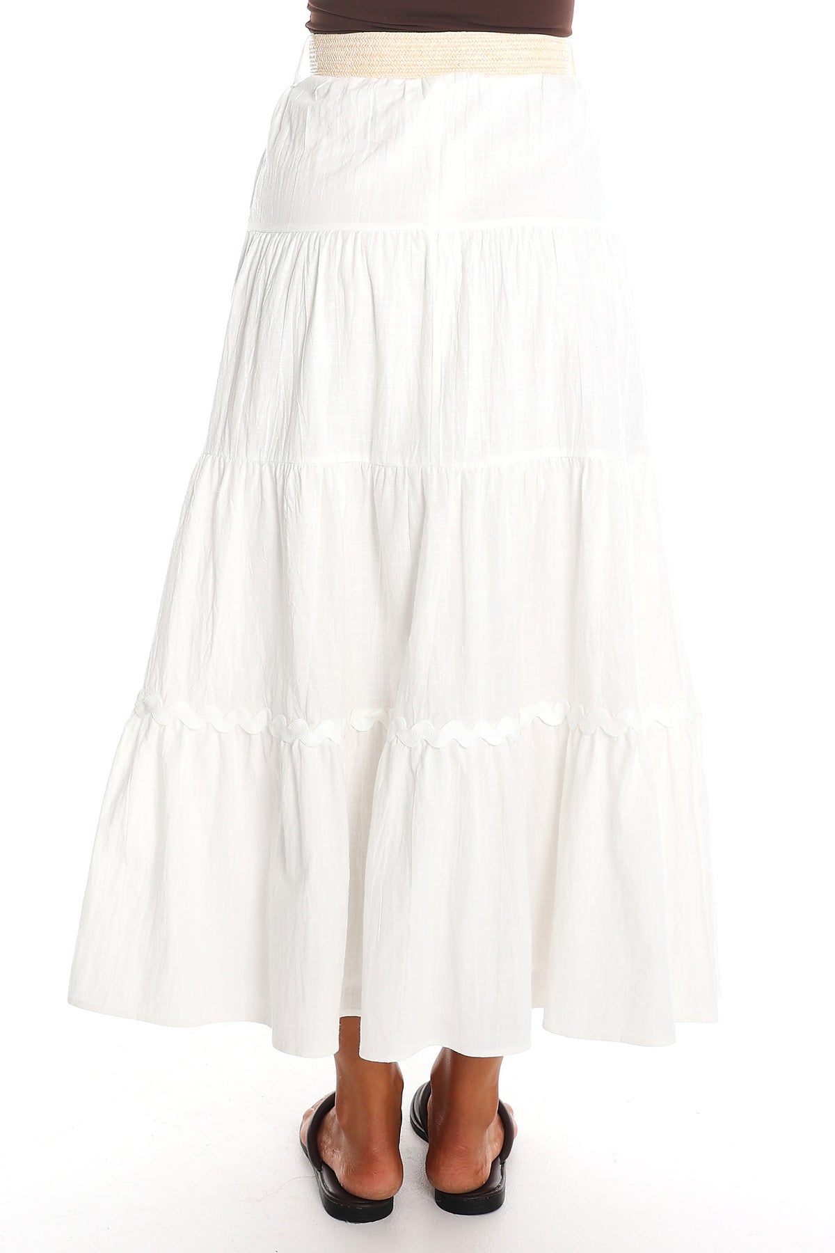 Meadow Grove Tiered Maxi Skirt White