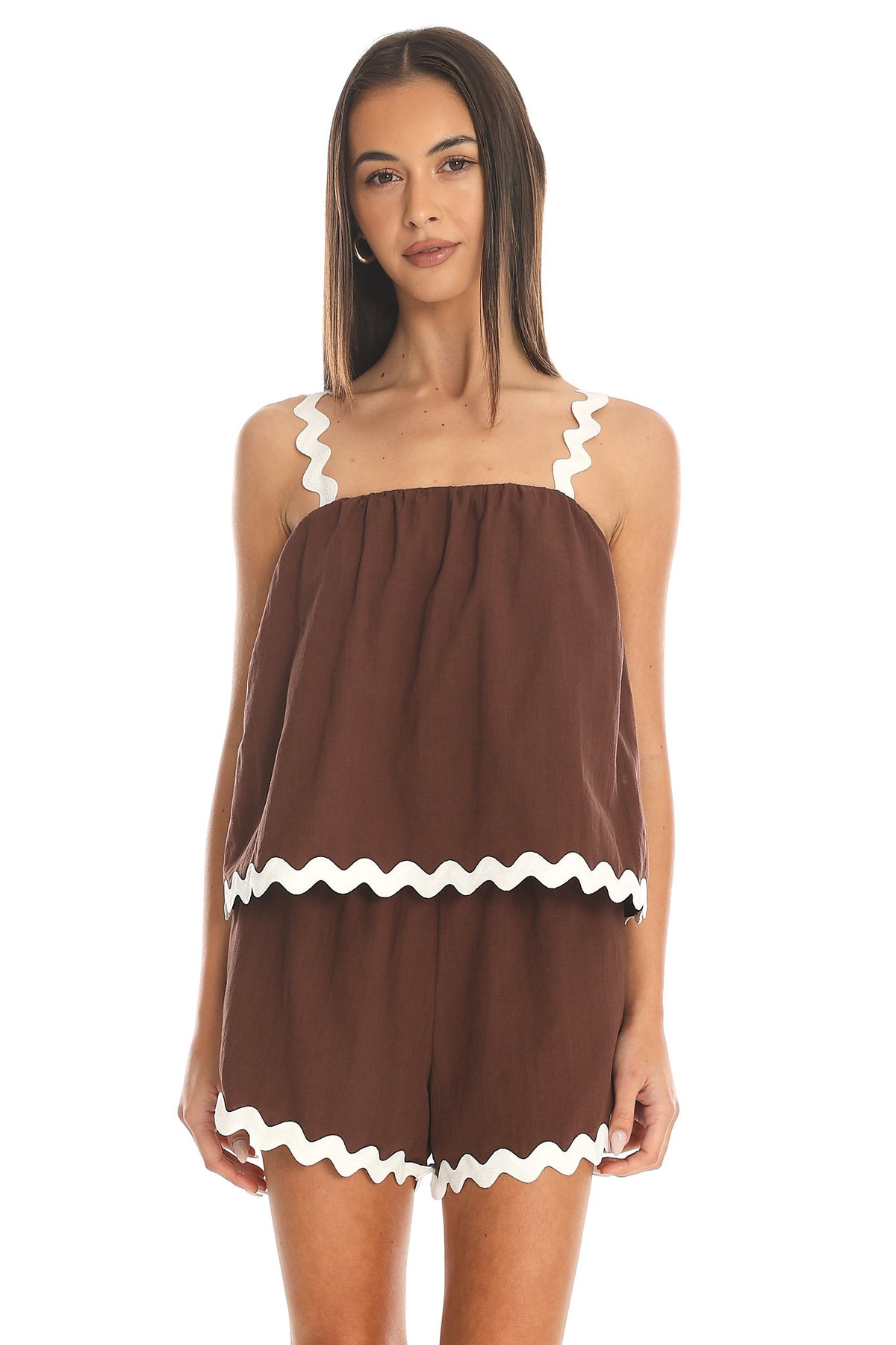 Cocoa Dream Scalloped Shorts Chocolate
