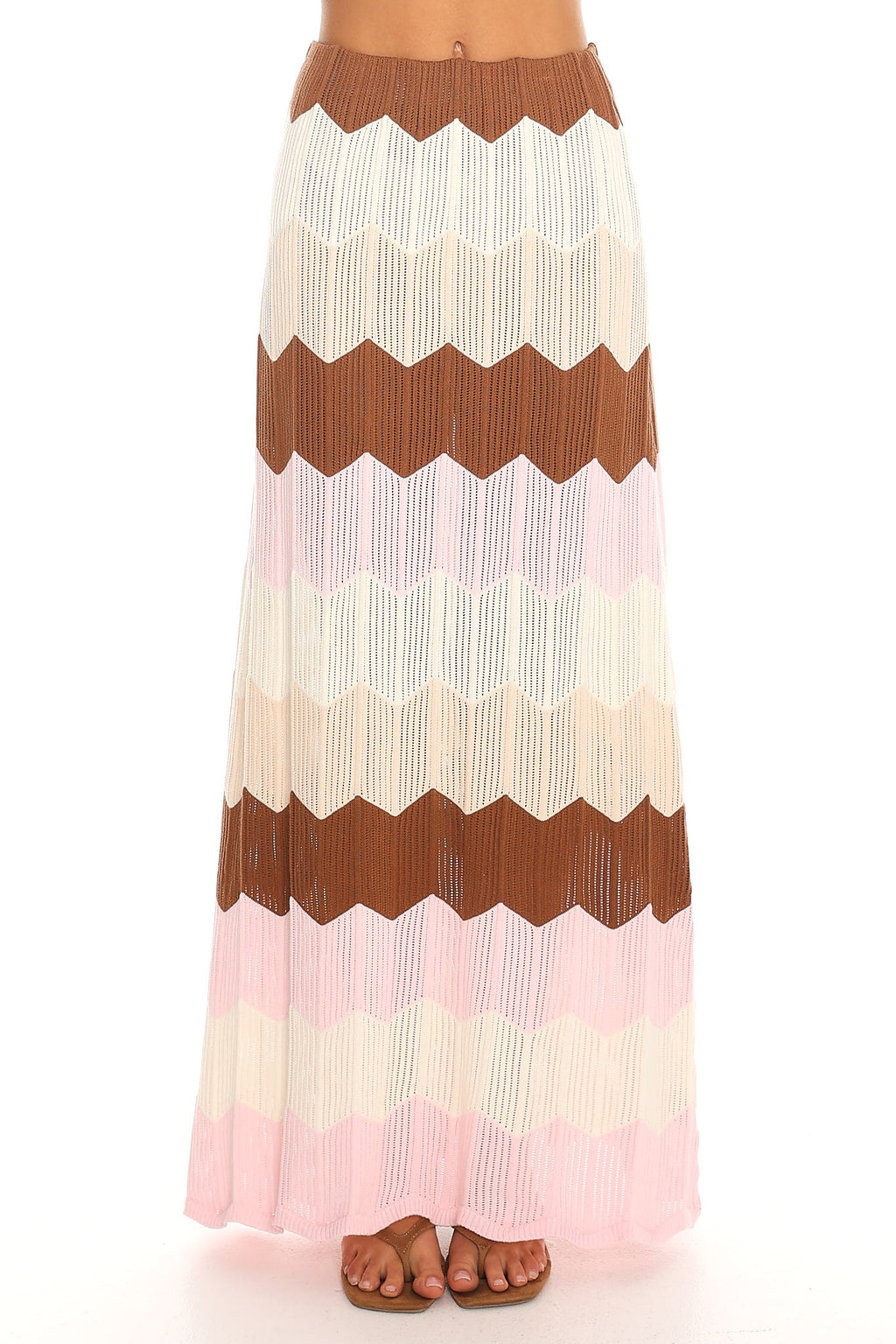 Melt Into You Chevron Knit Halter Top Cream