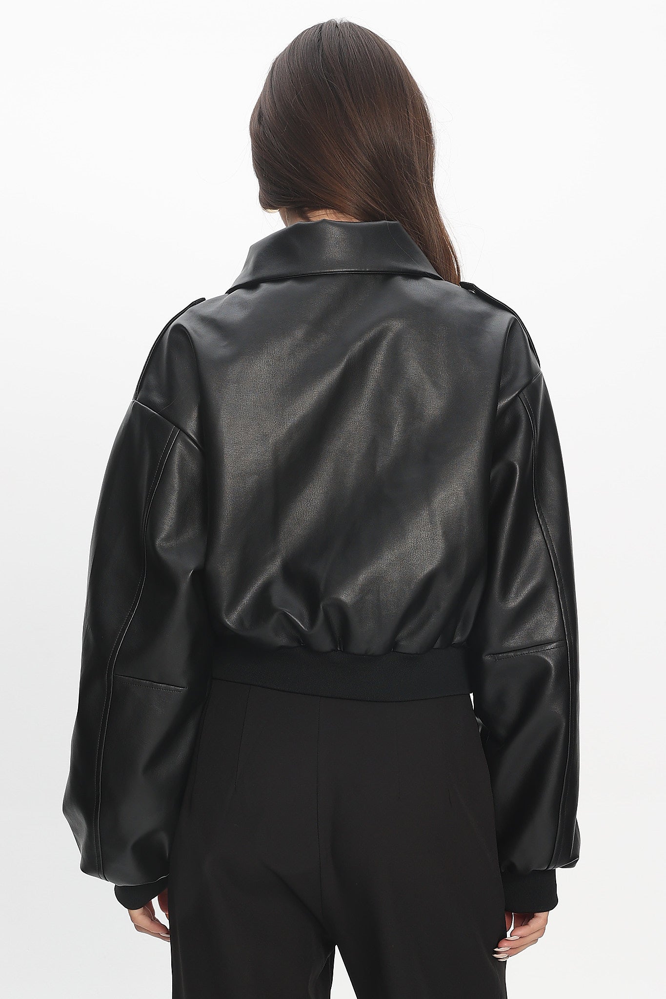 Charley Faux Leather Bomber Jacket Black by Selfie Leslie Australia