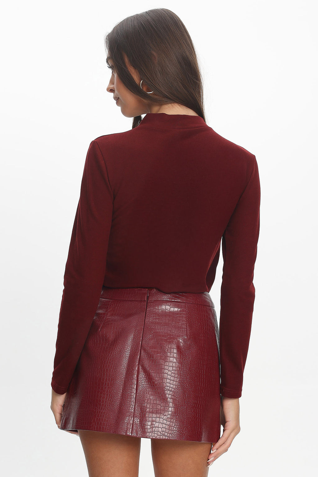 Nial Faux Mini Skirt Burgundy by Selfie Leslie Australia