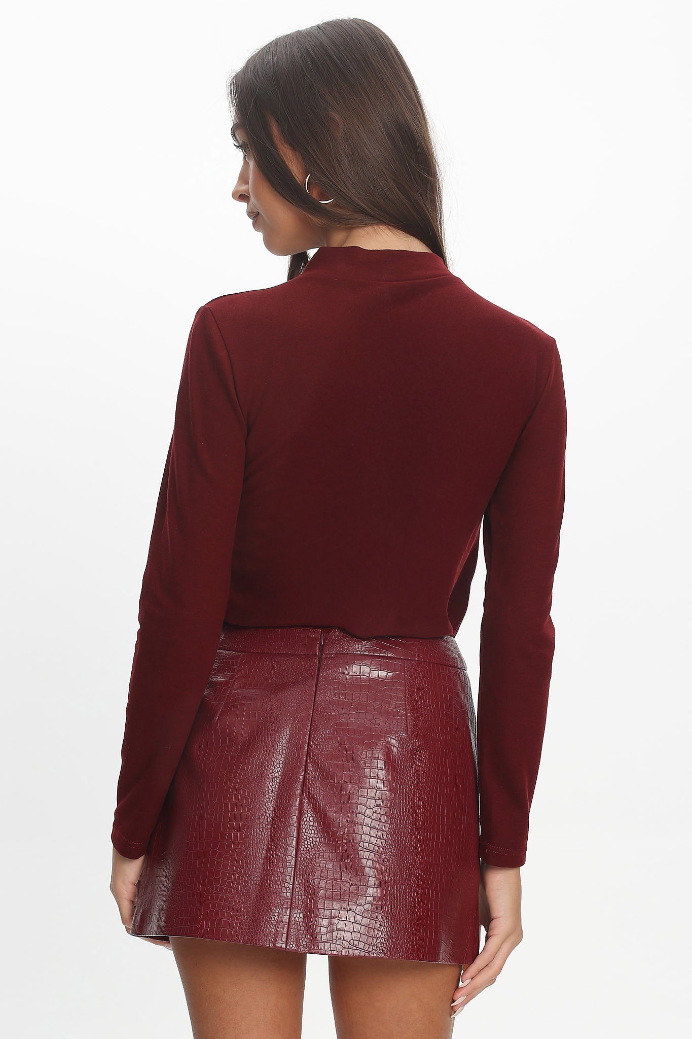 Nial Faux Mini Skirt Burgundy by Selfie Leslie Australia
