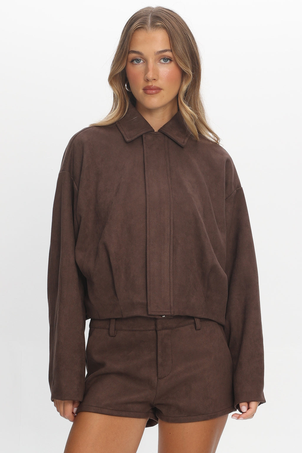 Off the Cuff Cropped Utility Jacket Chocolate