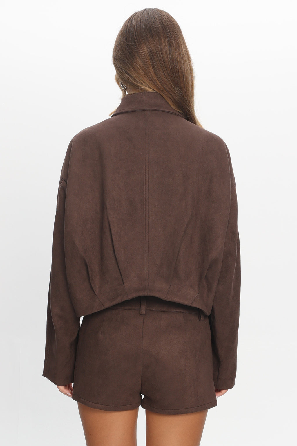 Off the Cuff High-Waisted Suede Shorts Chocolate
