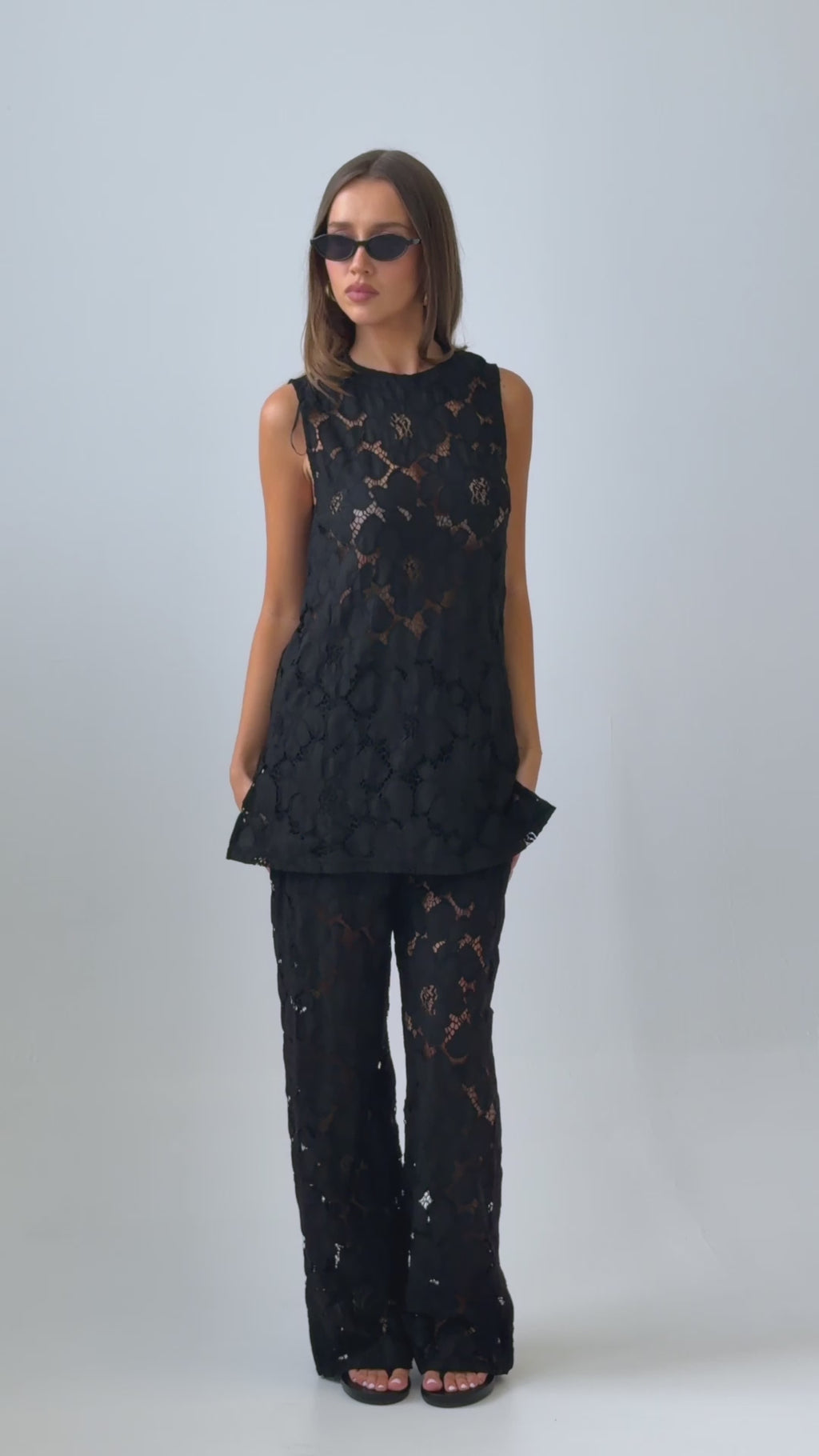 Belmara 3D Floral Lace Top Black