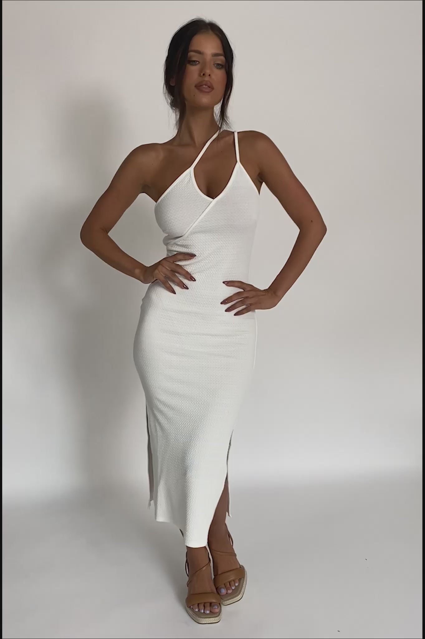 Planets Align Double Strap Midi Dress White