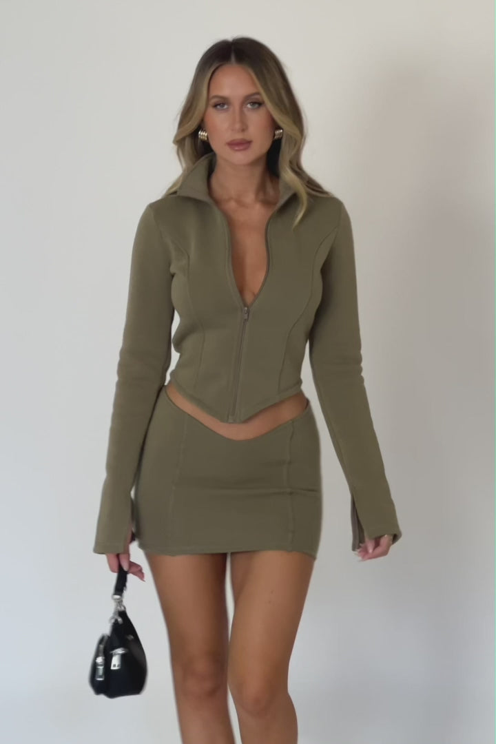 Connor Split Cuff Zipper Jacket Olive