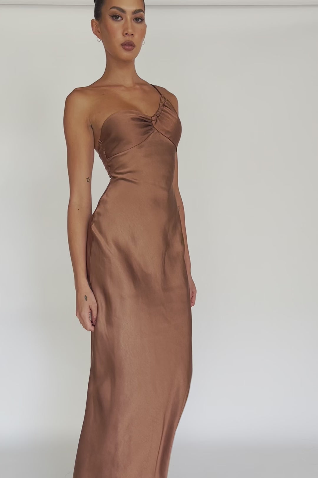 Twilight Tango One-Shoulder Maxi Dress Mocha