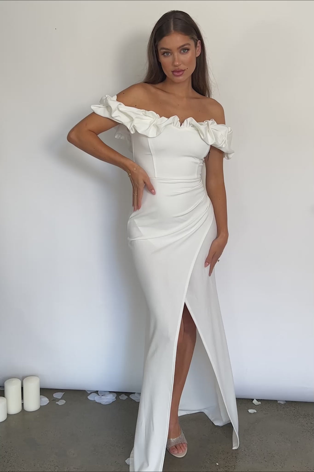 Gardena Off-Shoulder Maxi Dress Ivory
