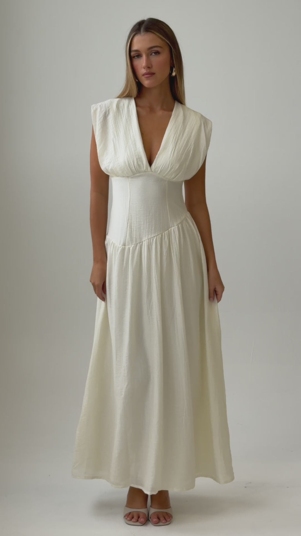 Danicka Asymmetric Waist Maxi Dress Cream