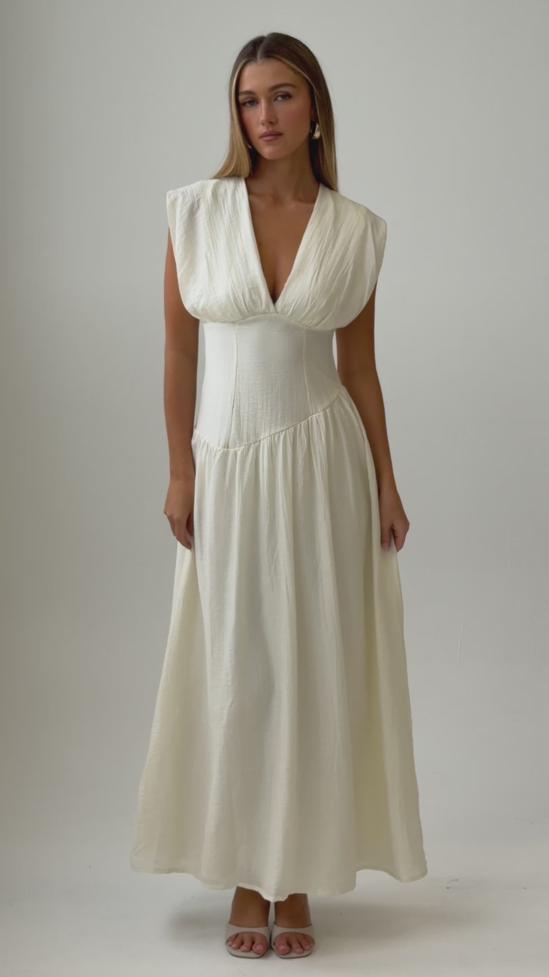 Danicka Asymmetric Waist Maxi Dress Cream