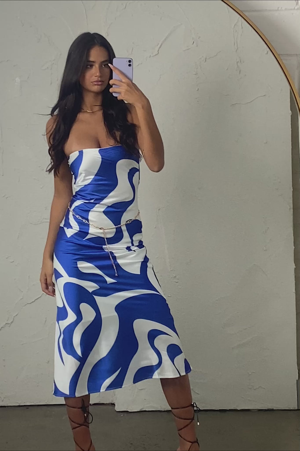 SNDYS Angel Midi Dress Swirl Blue