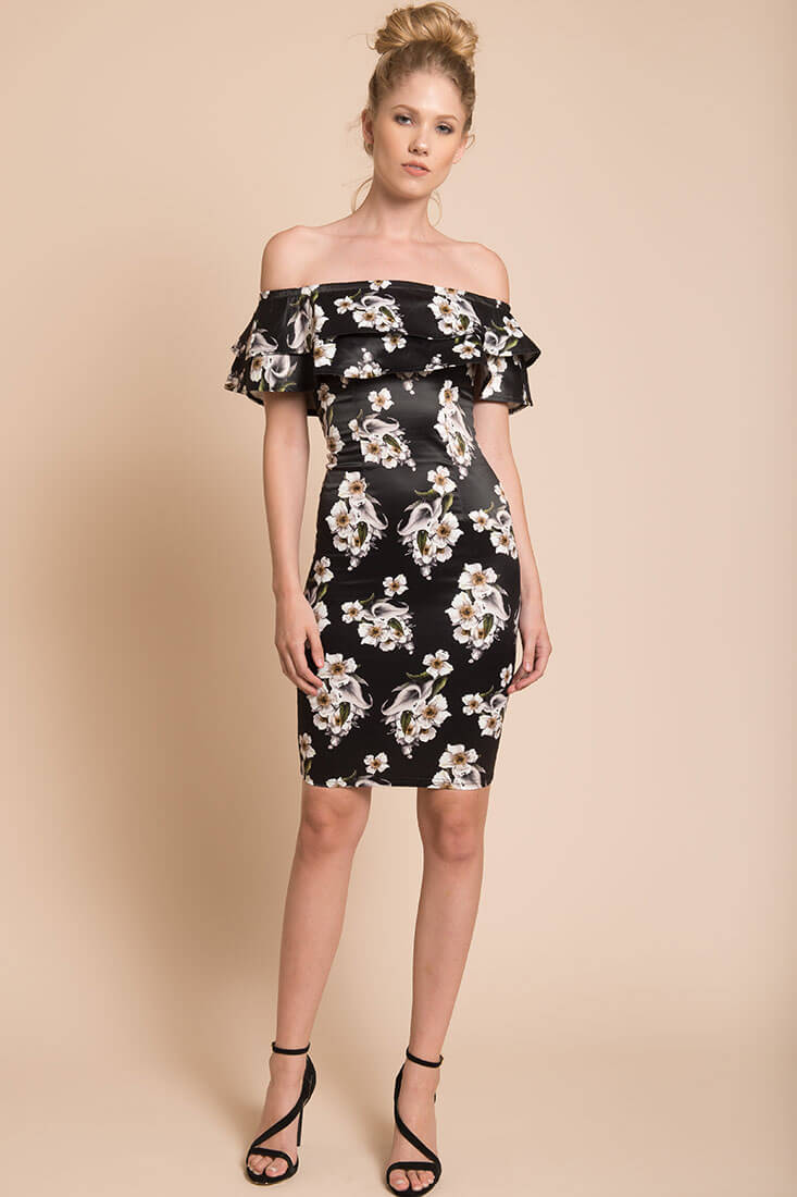 Ava Bodycon Dress Navy by Selfie Leslie