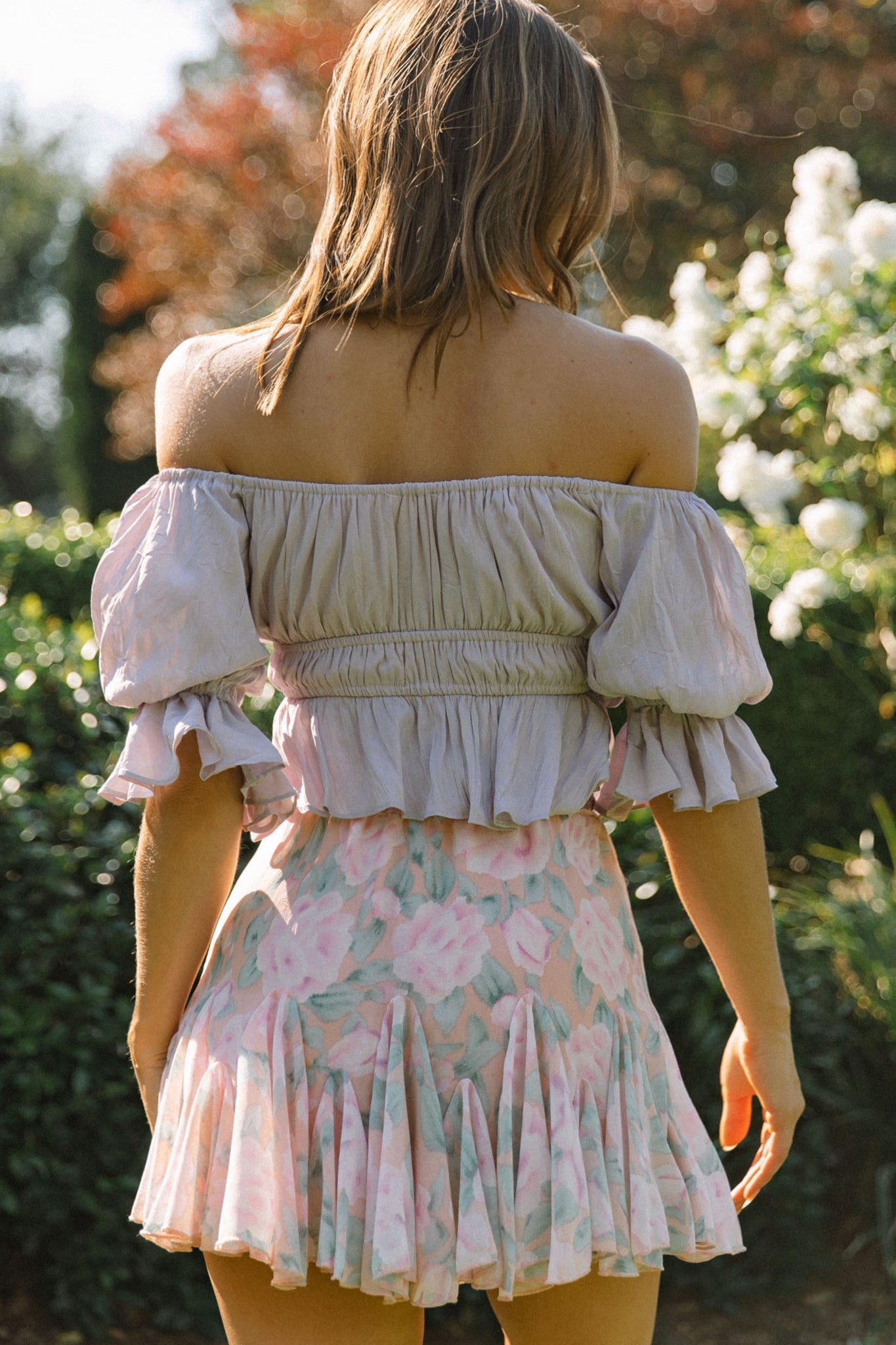 Robyn Flounce Mini Skirt Watercolor Floral Pink by Selfie Leslie