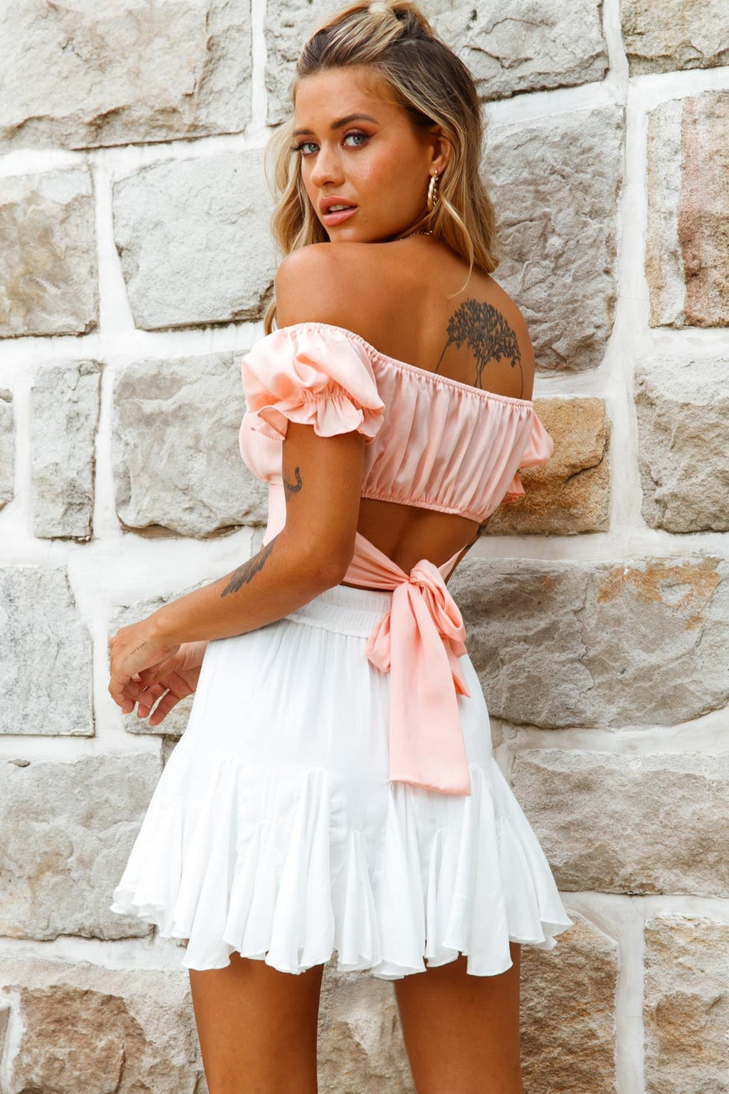 Robyn Pleated Mini Skirt White by Selfie Leslie