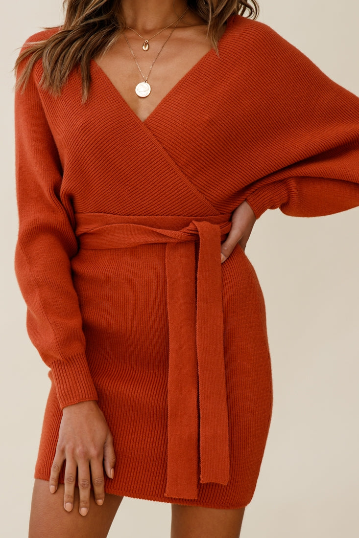 Cameo Batwing Knit Dress Camel by Selfie Leslie