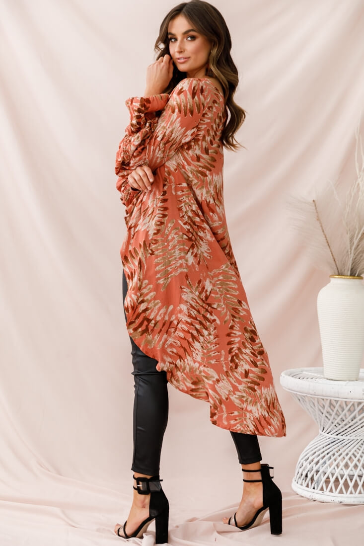 Elaine High Low Balloon Sleeve Top Rose by Selfie Leslie