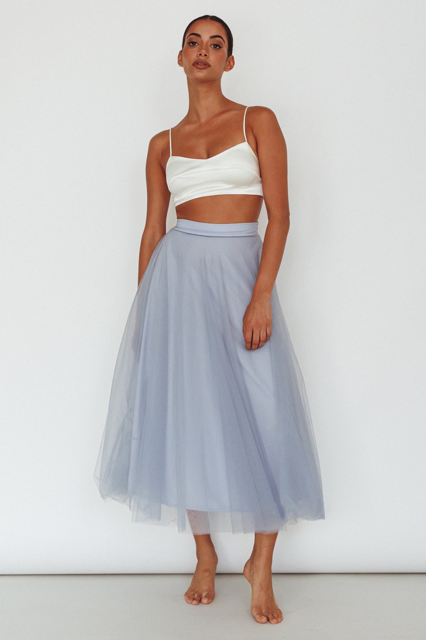 Objjacira Mid Waist Skirt Blue White main image 1