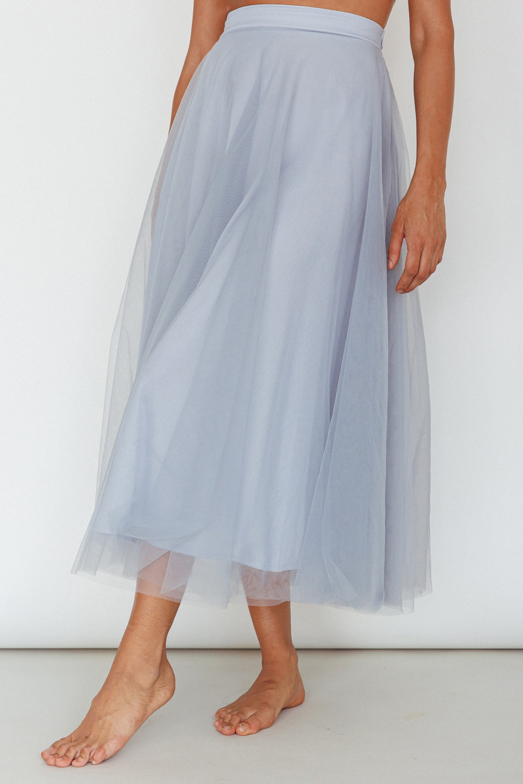 Jasmine Organza Mesh Elasticated Waist Midi Skirt Blue by Selfie Leslie Australia