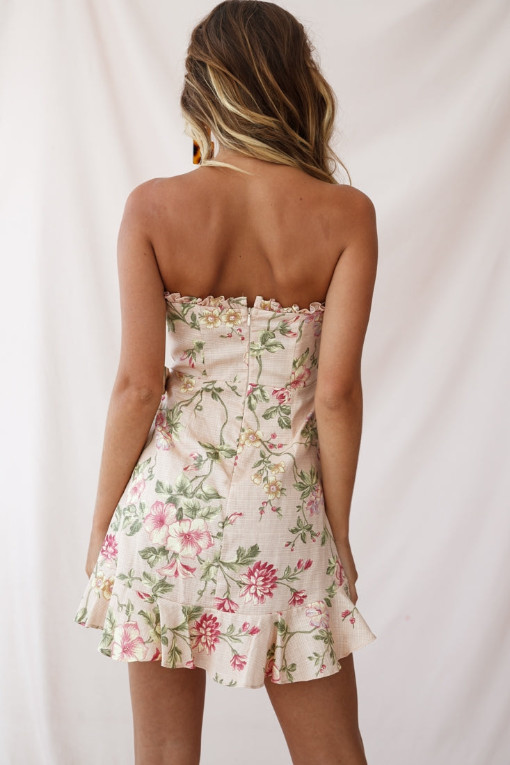 Stacey Frill Bustier Wrap Dress Floral Print Nude by Selfie Leslie