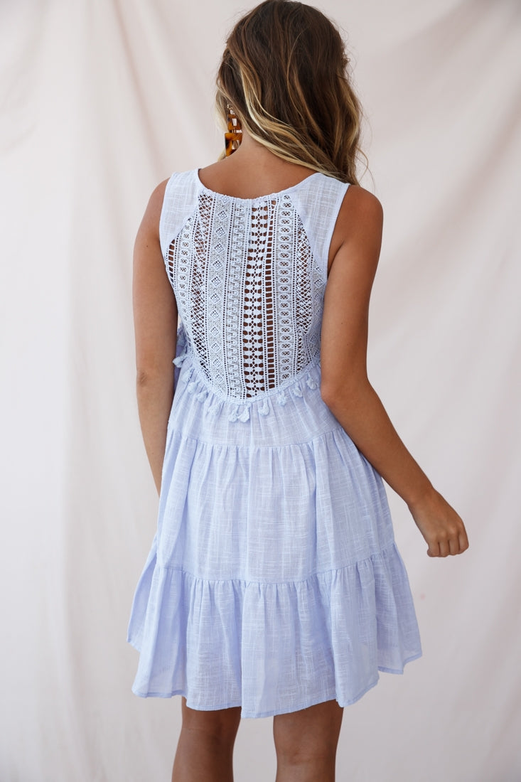 Jada Sleeveless Crochet and Tassel Kaftan Dress Lavender by Selfie Leslie