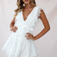 Juliet Gathered Detail Lace Trim Dress White