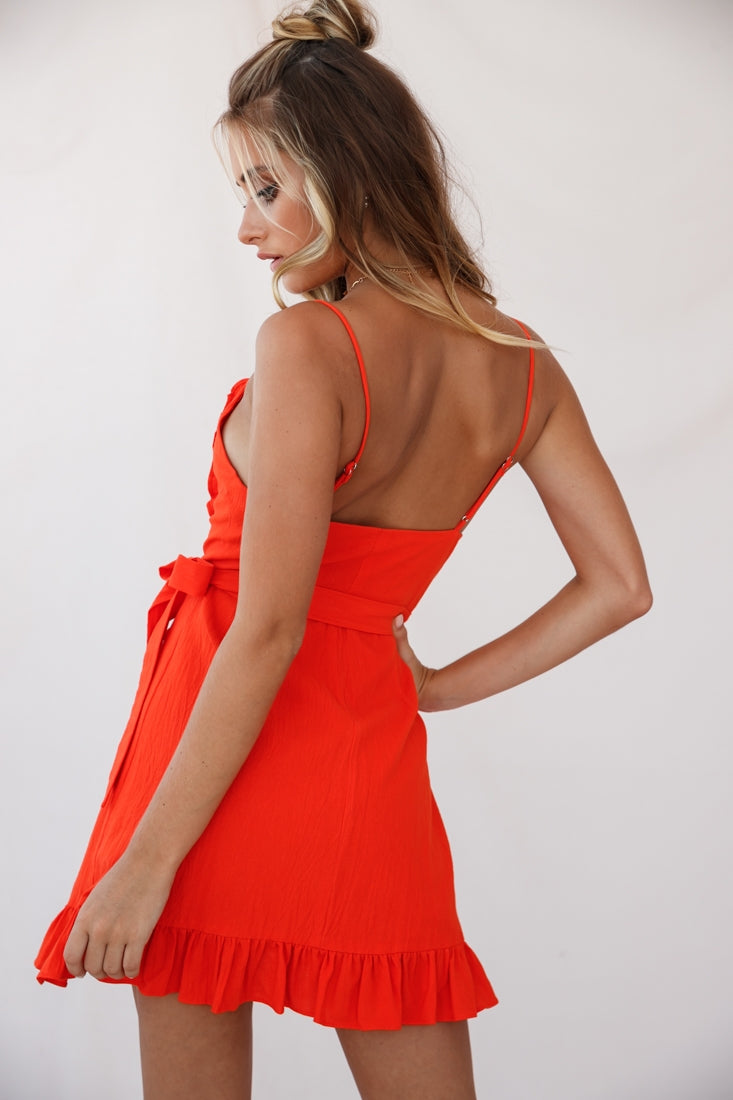 Oui Oui Wrap Ruffle Dress Tangerine by Selfie Leslie