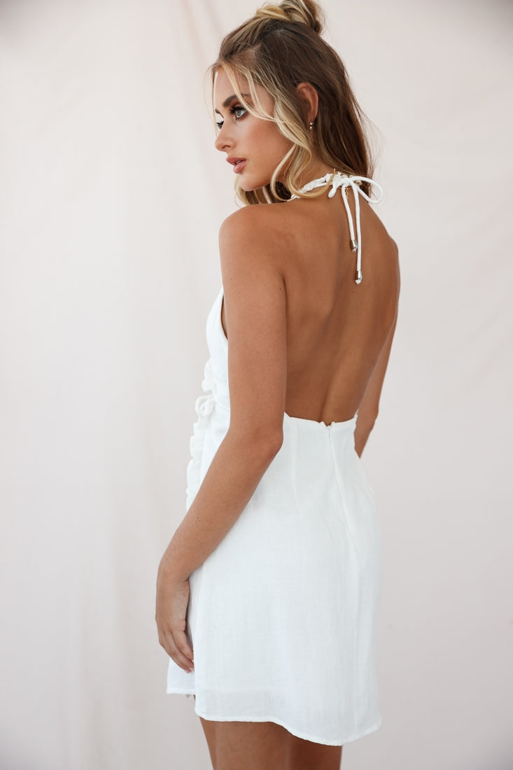Pamela Spaghetti Strap Halterneck Dress White by Selfie Leslie