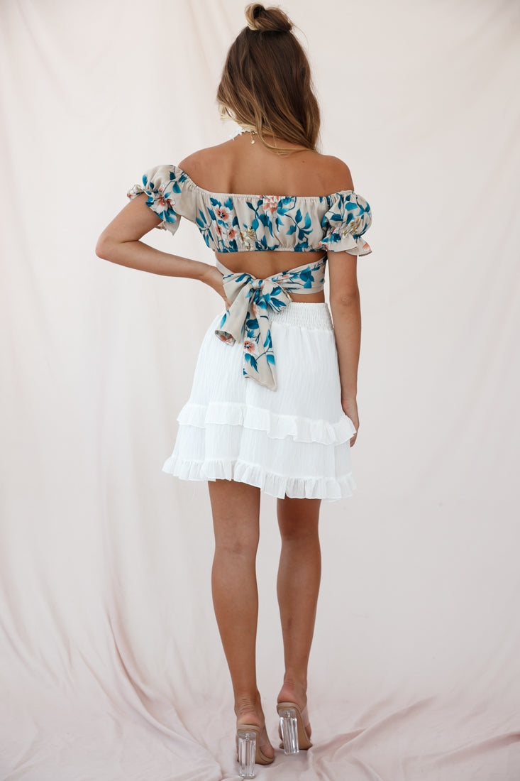 Mara Elasticated Waist Asymmetric Hem Skirt White by Selfie Leslie