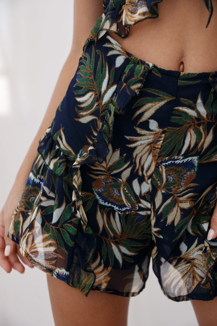 Cancun Cut-Out Bust Tie Romper Navy by Selfie Leslie