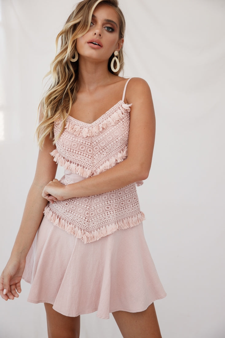 Janey Appliqué A-Line Dress Pink by Selfie Leslie
