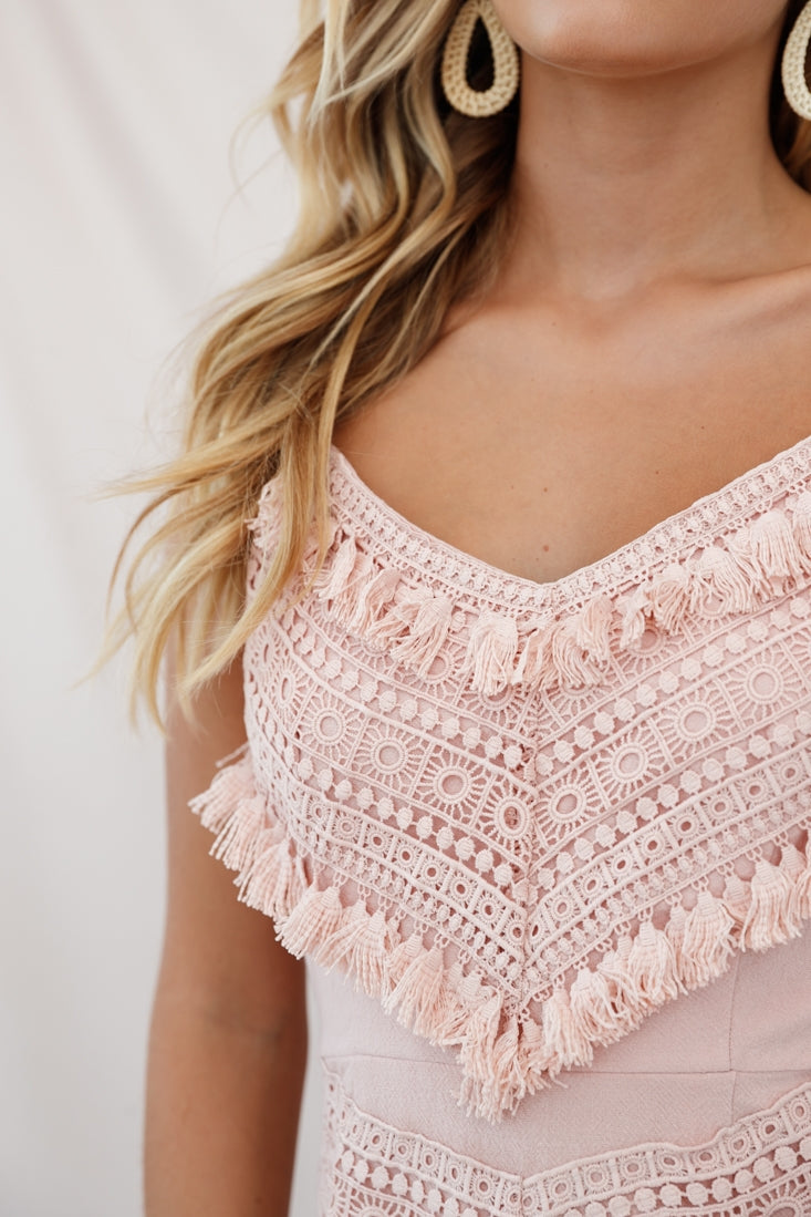 Janey Appliqué A-Line Dress Pink by Selfie Leslie