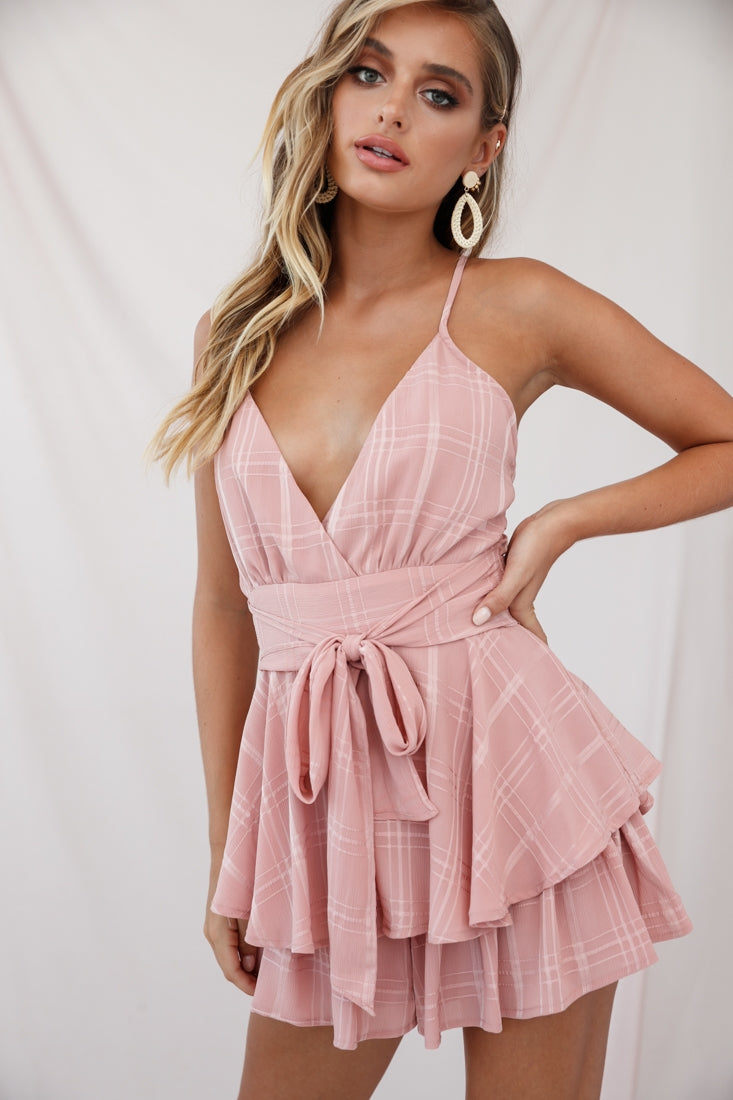 Maddox Fit & Flare Summer Romper Blush by Selfie Leslie