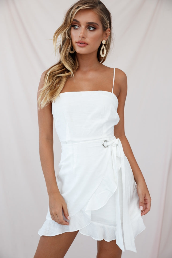Pepita Cami Strap Wrap Dress White by Selfie Leslie