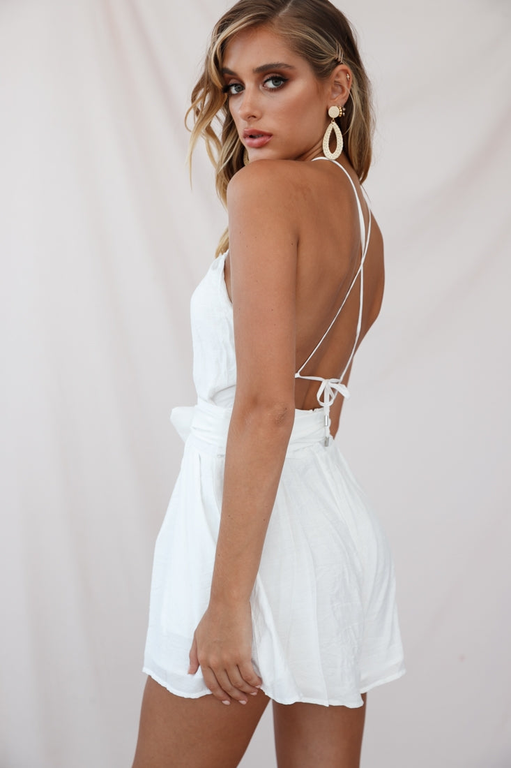 Belle Fit and Flare Romper White by Selfie Leslie