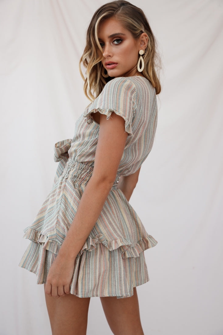 Anthea Bow-Tie Front Layered Frill Dress Orange Multi by Selfie Leslie
