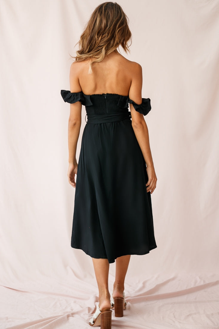 Matisse Off-Shoulder Placket Dress Black by Selfie Leslie