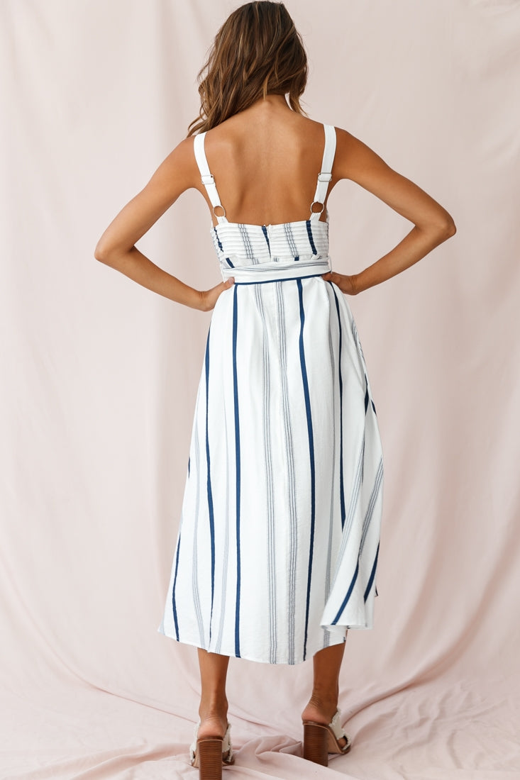 Colmar Wide Strap Midi Dress Navy by Selfie Leslie